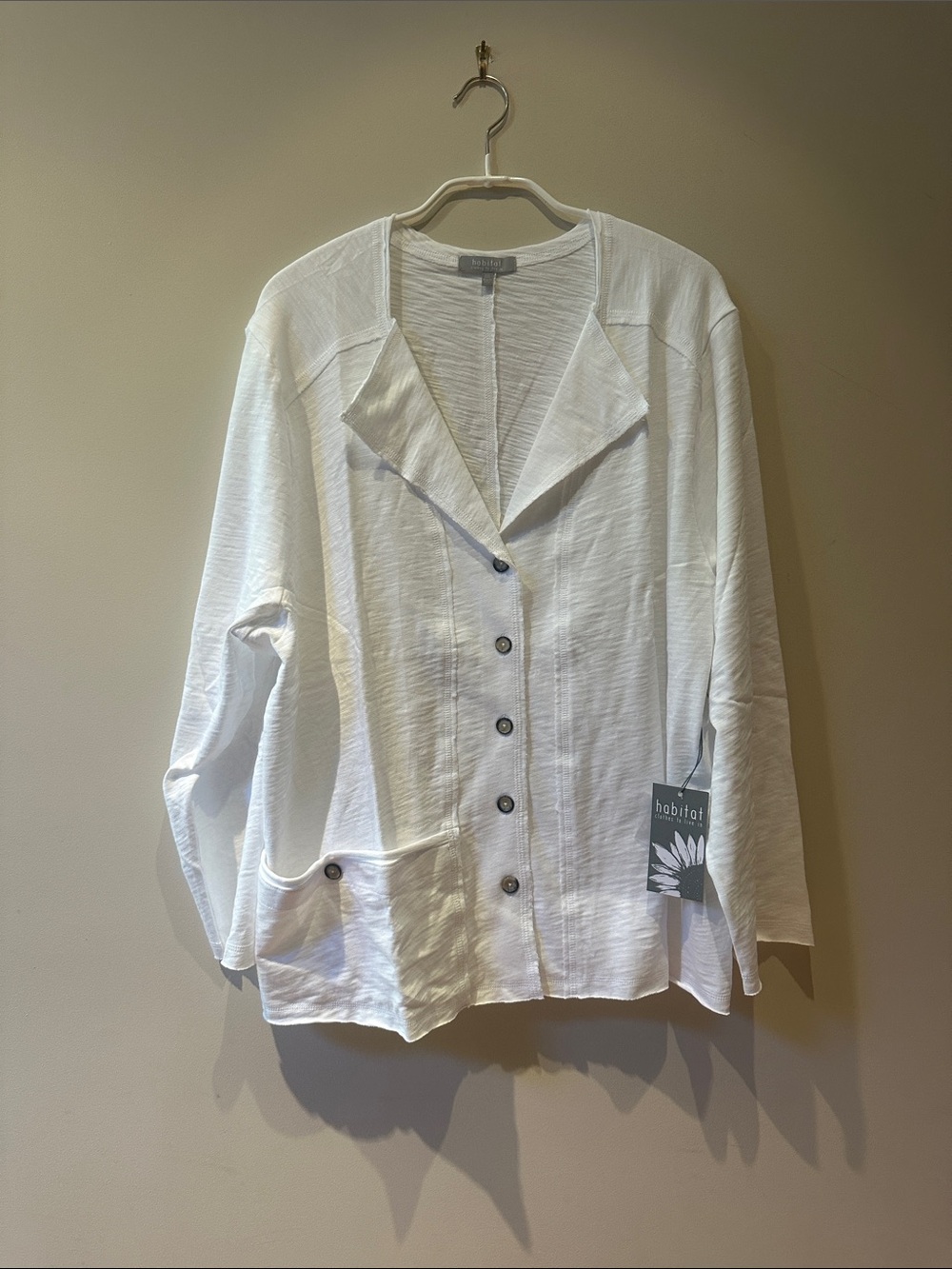 Habitat White Button-Front Relaxed Cardigan